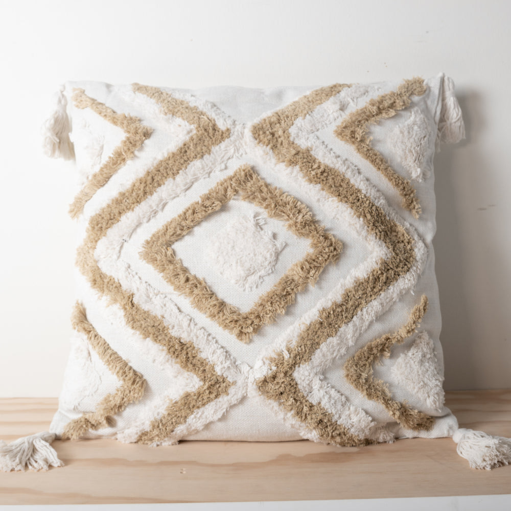 K&Co Texture Cushion - Cream & Natural Zig Zag